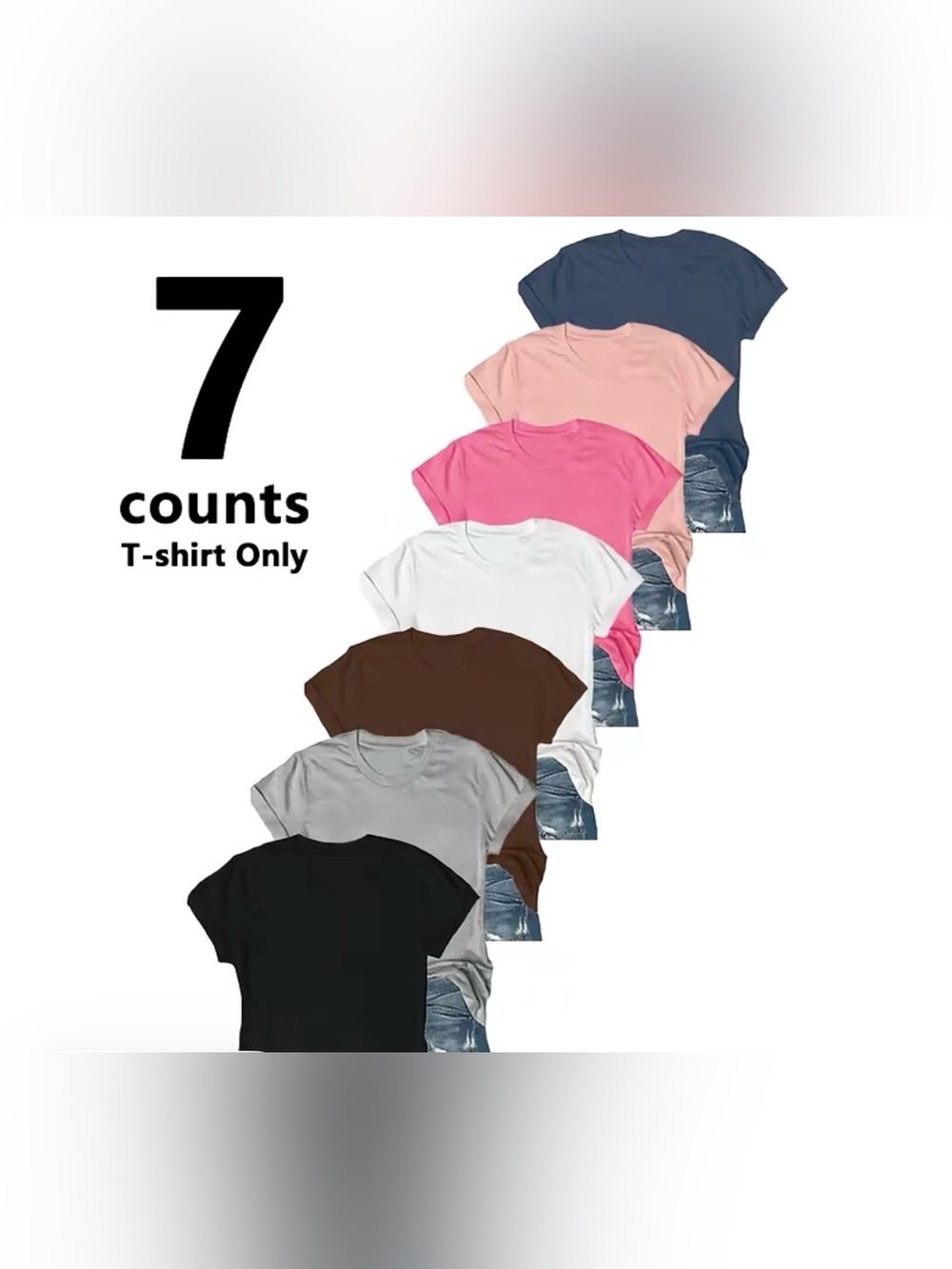 7-Pack Women's Crew Neck Short Sleeve Tees - Multi Color